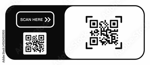 Scan QR code for information, data transfer via scanning code on white background.