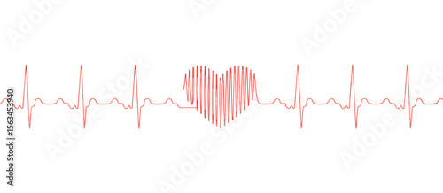 Heartbeat pulse rhythm line with heart shape for health and medicine concept