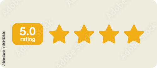 5.0 rating with four gold stars for positive feedback, customer satisfaction, and review.