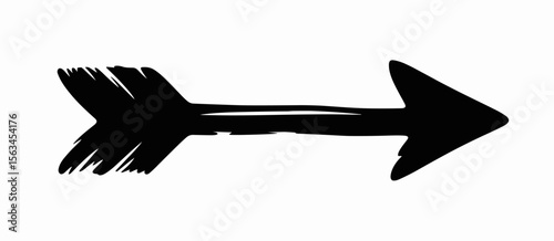 Right arrow symbol, hand drawn direction sign, wayfinding, isolated vector illustration