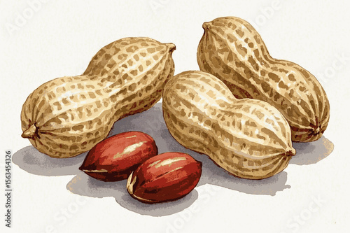 Watercolor Pods peanuts isolated vector illustration svg