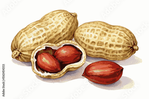 Humble Shells peanuts isolated watercolor vector illustration svg