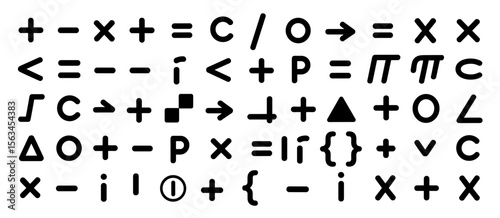 Mathematical symbols and signs, arithmetic operators vector graphic, addition, subtraction, equation, vector, math symbols, algebra