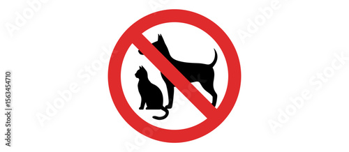 No pets allowed sign with dog and cat symbol, animal restriction, prohibition sign