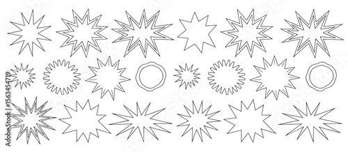Outline starburst shapes collection. Set of vector burst elements.