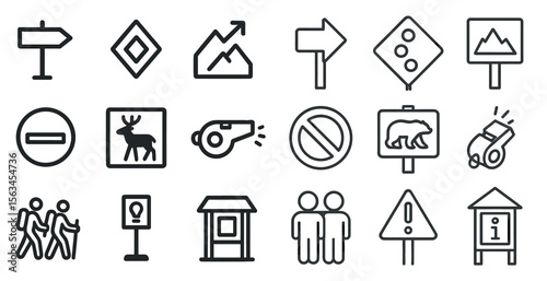 Collection of icons including a stop sign, a no parking sign, a no deer crossing sign, a no trespassing sign, a no smoking sign, a no parking sign, a no parking sign, a no parking sign, a no parking