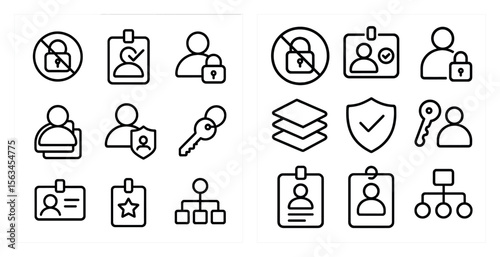 Set of icons for a company logo. The icons include a key, a star, a person, and a shield