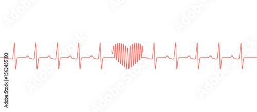 Heartbeat pulse line with heart shape representing healthcare and life concept