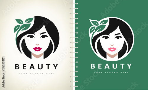 Woman face and hair logo. Beauty saloon design