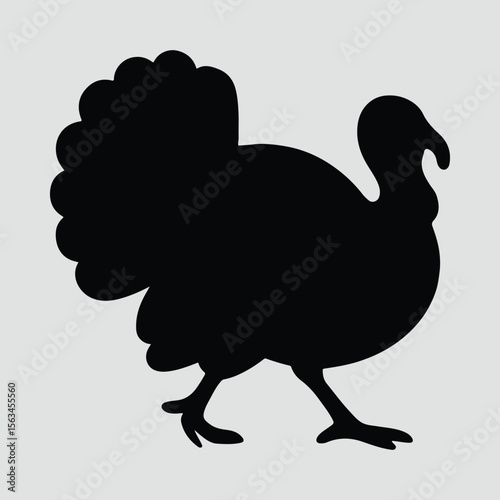 Silhouette of walking turkey bird domestic fowl vector illustration