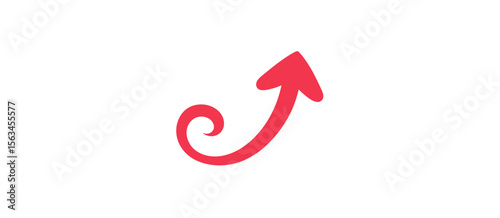 Red upward arrow with swirl, direction, movement, growth, success, improvement, symbol, sign