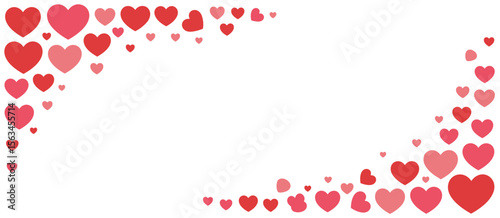 Heart frame, romantic background with red and pink hearts for valentine's day