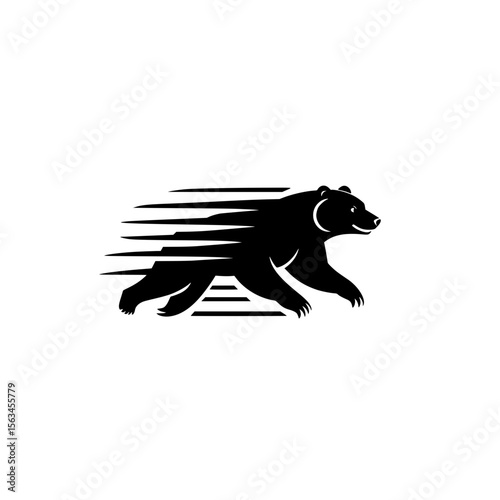 Bear Run Icon with Dynamic Speed Streaks in Modern Vector Style for Predator Animal Design