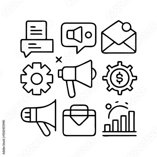 Minimalist Line Icons Set for Marketing and Sales Tools – Scalable Vector Pack

