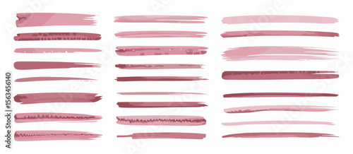 Watercolor brush strokes set in blush pink hues for creative graphic design projects