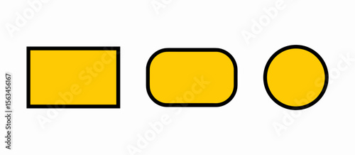 Flowchart shapes yellow: rectangle, rounded rectangle, circle diagram elements