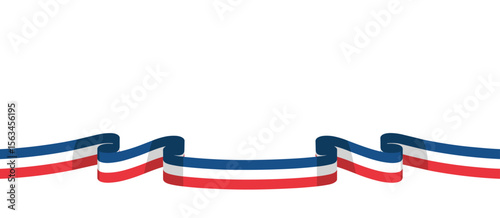 French tricolor ribbon, patriotic decoration, blue white red banner, French holiday