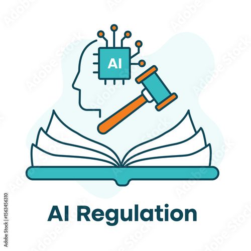 AI Regulation Icon, Legal AI Governance Vector, Artificial Intelligence Policy