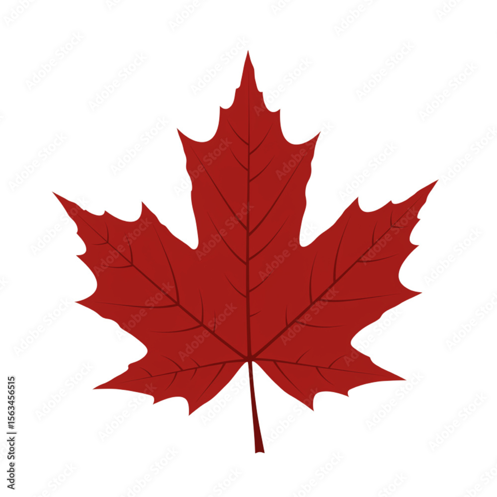 Naklejka premium Canada maple leaf art embodies a crisp, red autumnal design perfect for emblems, logos, seasonal themes and national symbols.