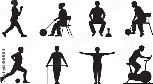 Diverse People Silhouettes Sitting Standing Poses