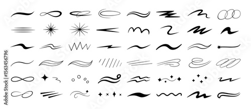 Collection of 48 various swirl, underline and decorative doodle elements