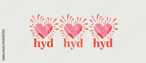Pink hearts splash with red text design element illustration for love, valentine's day
