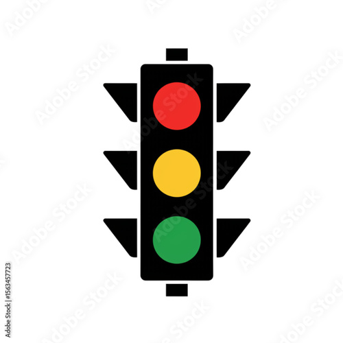 Traffic light icon for safety regulations, featuring red, yellow, and green lights signaling for stop, caution, and go.