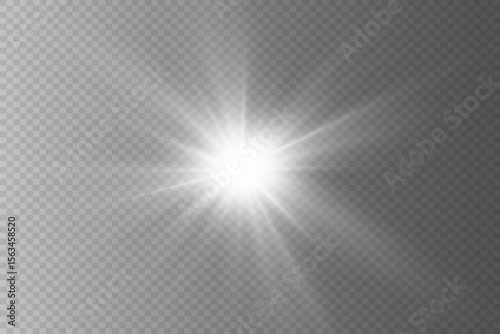 Star light effect.White light explodes into a transparent explosion.Bright star.Transparent shine, bright flash.