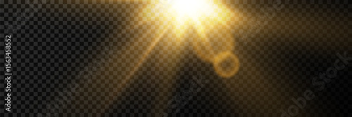 Star light effect with sun glare. Golden sparkles dust. Vector illustration.EPS 10.