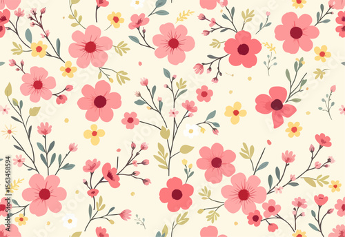 Cute gentle artistic hand drawn flower pattern spring summer time romantic ditsy. Bouquet colorful painterly elements decoration valentine image flower invite wreath birthday garland paper leaf backgr