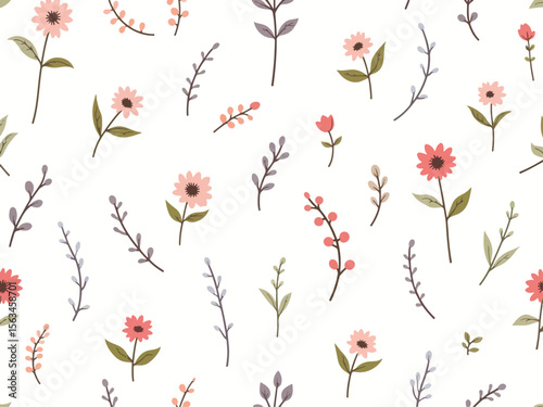 Wallpaper Mural Cute popcorn ditsy floral seamless background
 Torontodigital.ca
