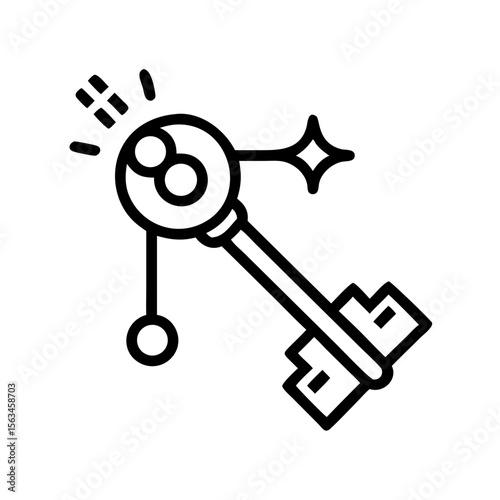 Key of Opportunity: An artistic, clean-lined illustration of a vintage key, a symbol of potential and access, with a captivating sparkle. 