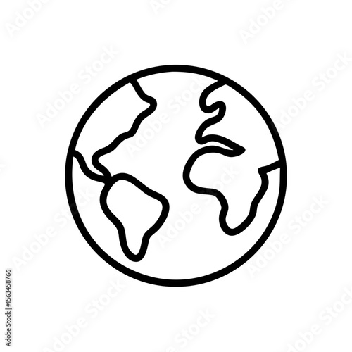 Global Icon: A simplified, minimalist illustration of the Earth showcases the planet's continents and oceans with a modern design. A symbol of global unity and environmental awareness. 