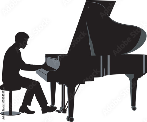 silhouette of a man playing the piano