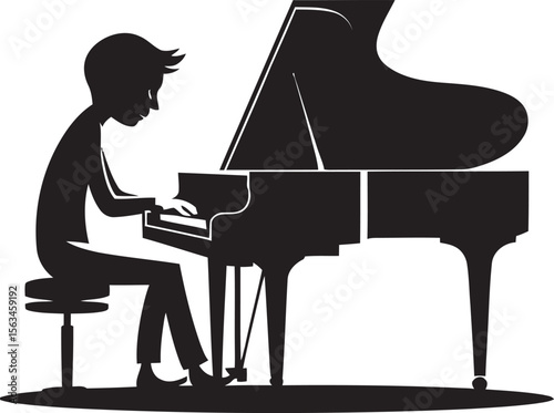 grand piano player silhouette