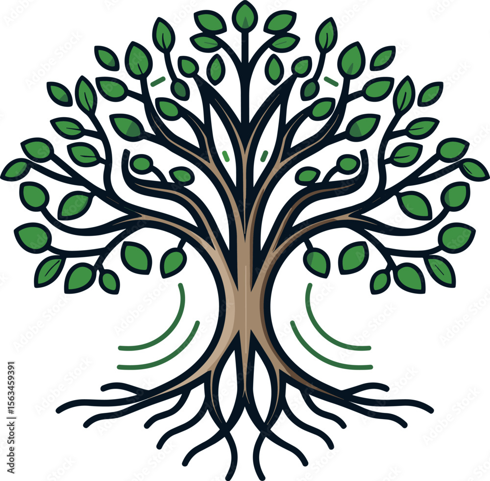 Obraz premium Stylized Tree of Life Illustration with Branches and Roots