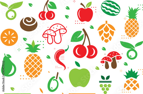 Doodle fruits. Natural tropical fruit, doodles citrus orange and vitamin lemon. Vegan kitchen apple hand drawn vector illustration