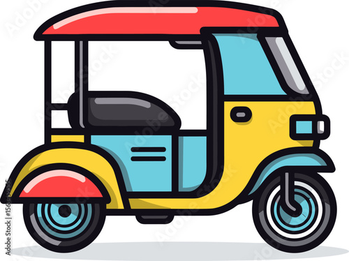 Colorful Tuk-Tuk Illustration: A Vibrant Transportation Icon