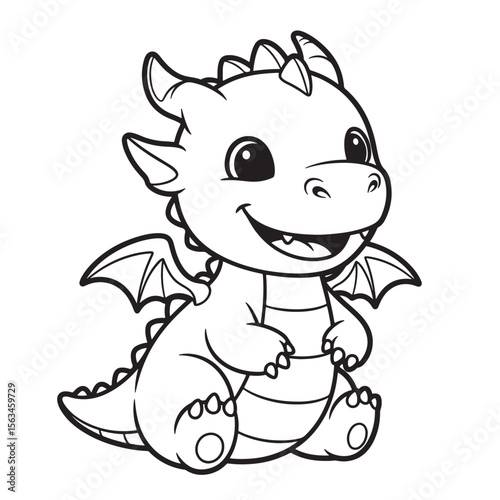 Adorable Baby Dragon Coloring Page Free Printable Fantasy Creature Illustration