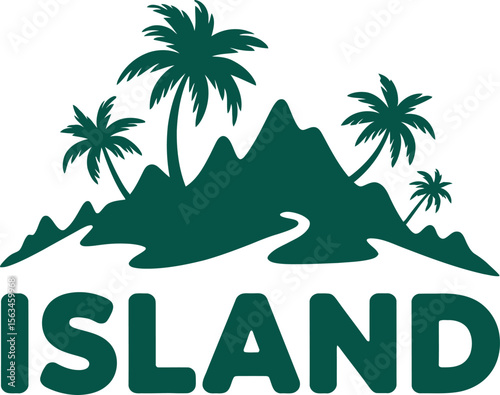 tropical island with palm trees