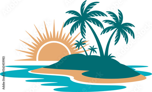 tropical island with palm trees