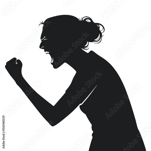 Woman Silhouette: Angry Outburst, Frustration, Rage Expression
