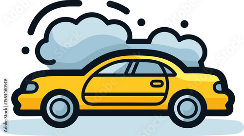 Yellow Car Wash Illustration for Automotive Cleaning Services