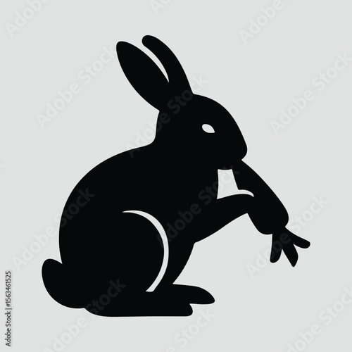 Silhouette rabbit reaching out vector illustration