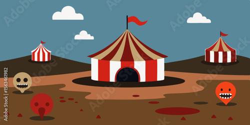Creepy Decaying Carnival Ground With Lifeless Ride