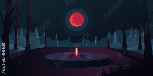 Mysterious Ritual Circle Glowing Faintly In The Dark
