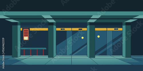 An Empty Subway Station At 3 AM Dimly Lit With Shadows