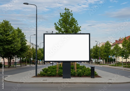 Blank Horizontal Billboard Mockup on City Street