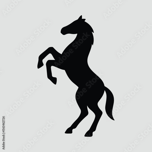Silhouette rearing horse equine mammal black shape vector illustration