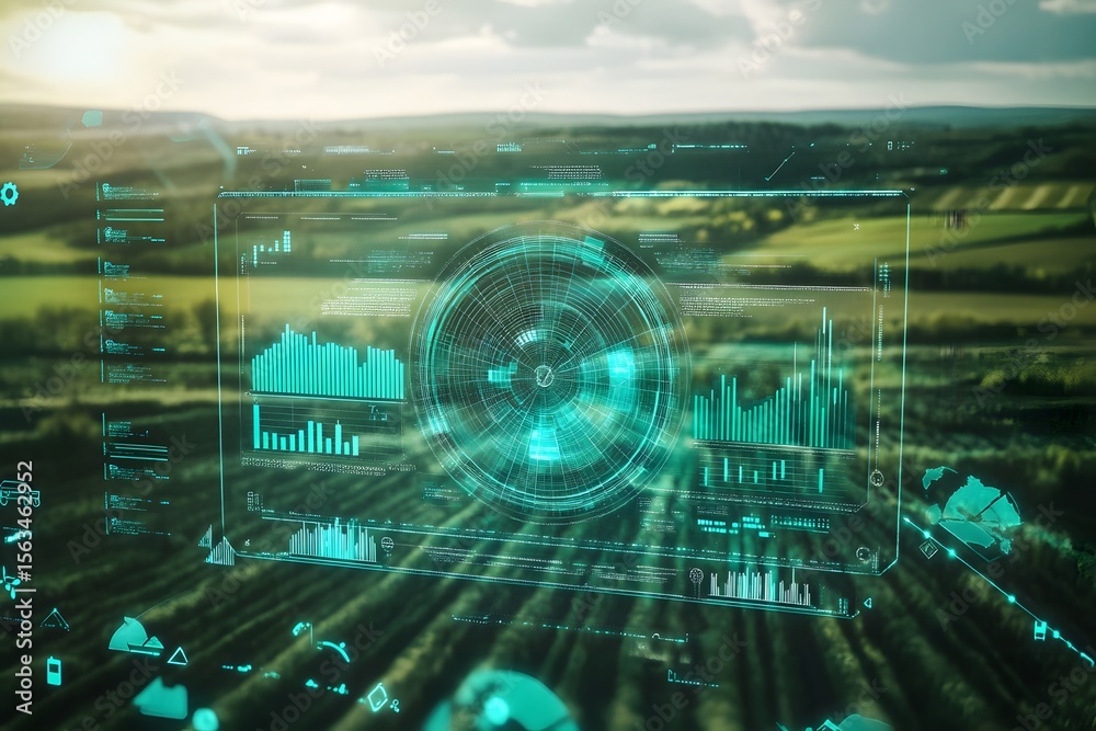 Fototapeta premium Satellite Crop Monitoring Interface